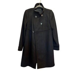 Zara 100% Black Wool Coat Women